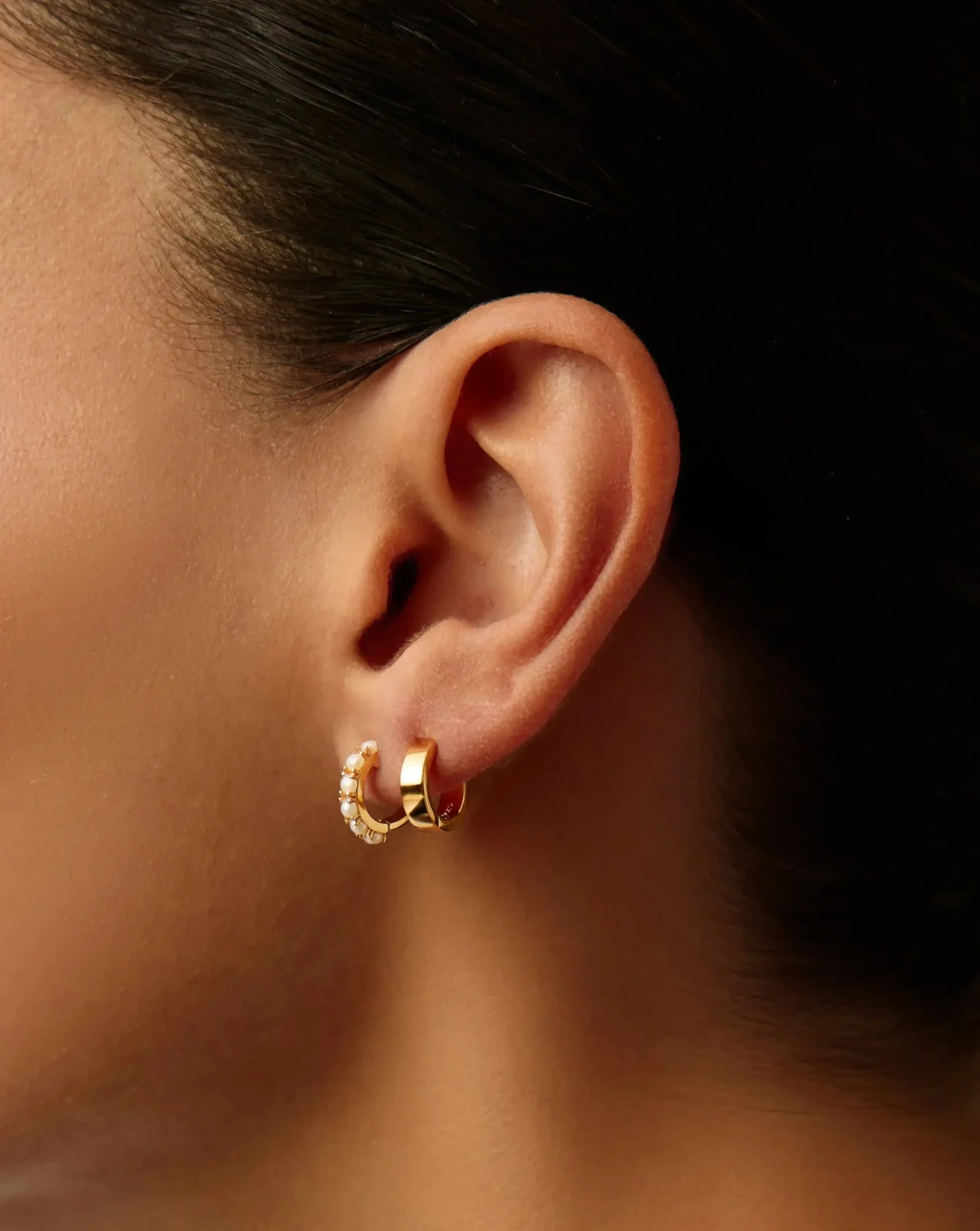 The Pearl-fect Duo Earring Set | 18ct Gold Plated Vermeil / Pearl - Image 2