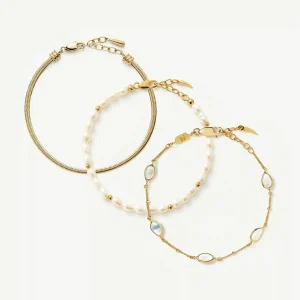 The Pearl-fect Trio Bracelet Set | 18ct Gold Plated/Pearl