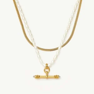 The Pearly T-bar Necklace Set | 18ct Gold Plated/Pearl