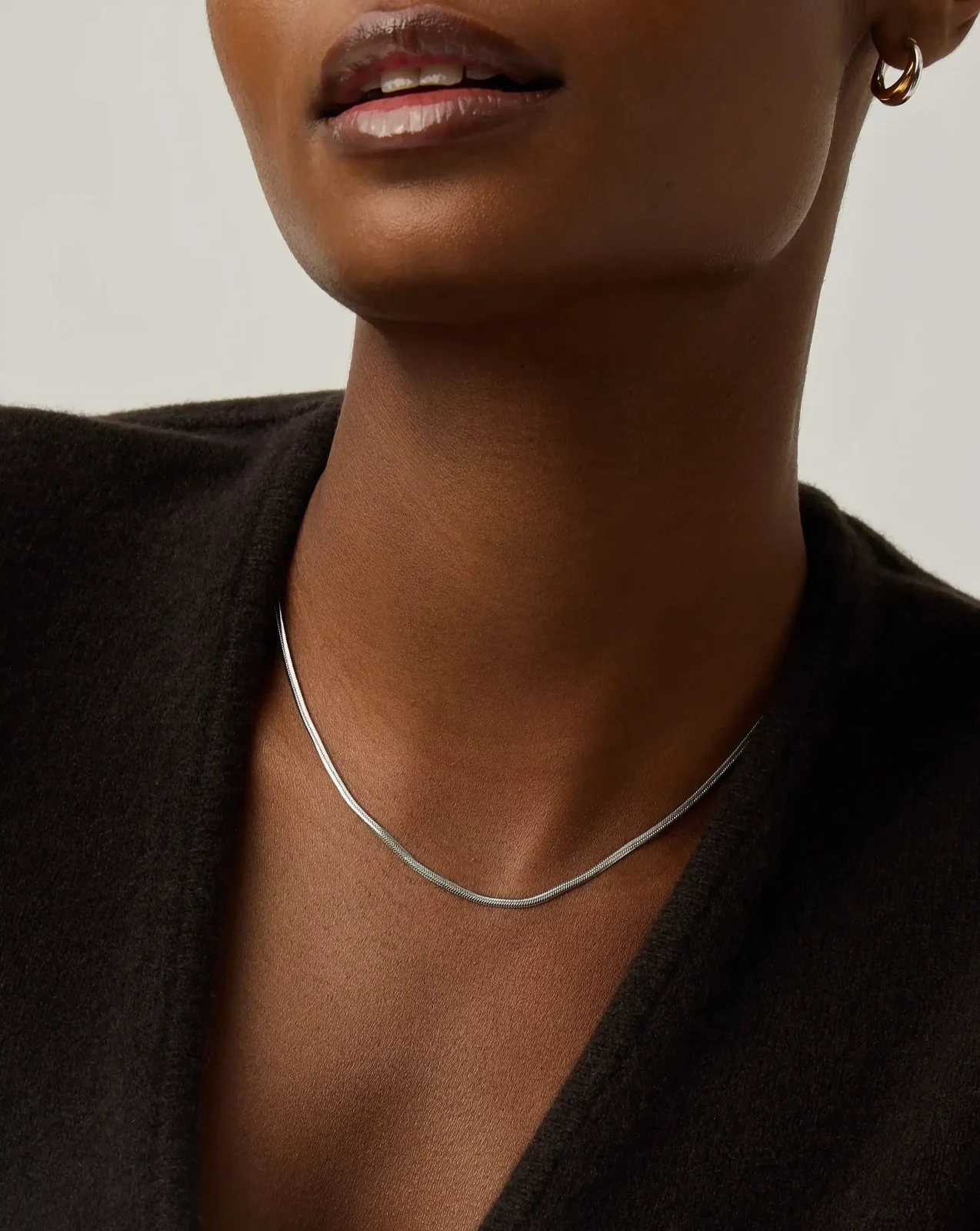 Thin Snake Chain Necklace | Silver Plated - Image 2