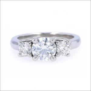 Three-Stone Diamond Trellis Engagement Ring Platinum