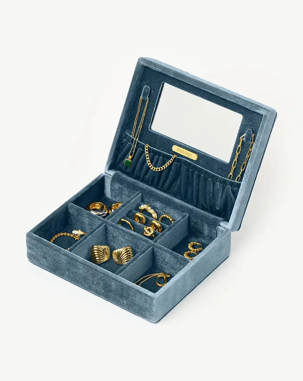Velvet Jewellery Box | Blue Steel - Image 2