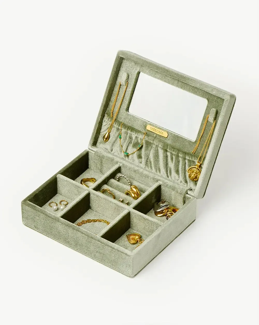 Velvet Jewellery Box | Sage Green - Image 2