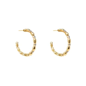 Whisper Earrings in 14k Yellow Gold with Diamond Stations