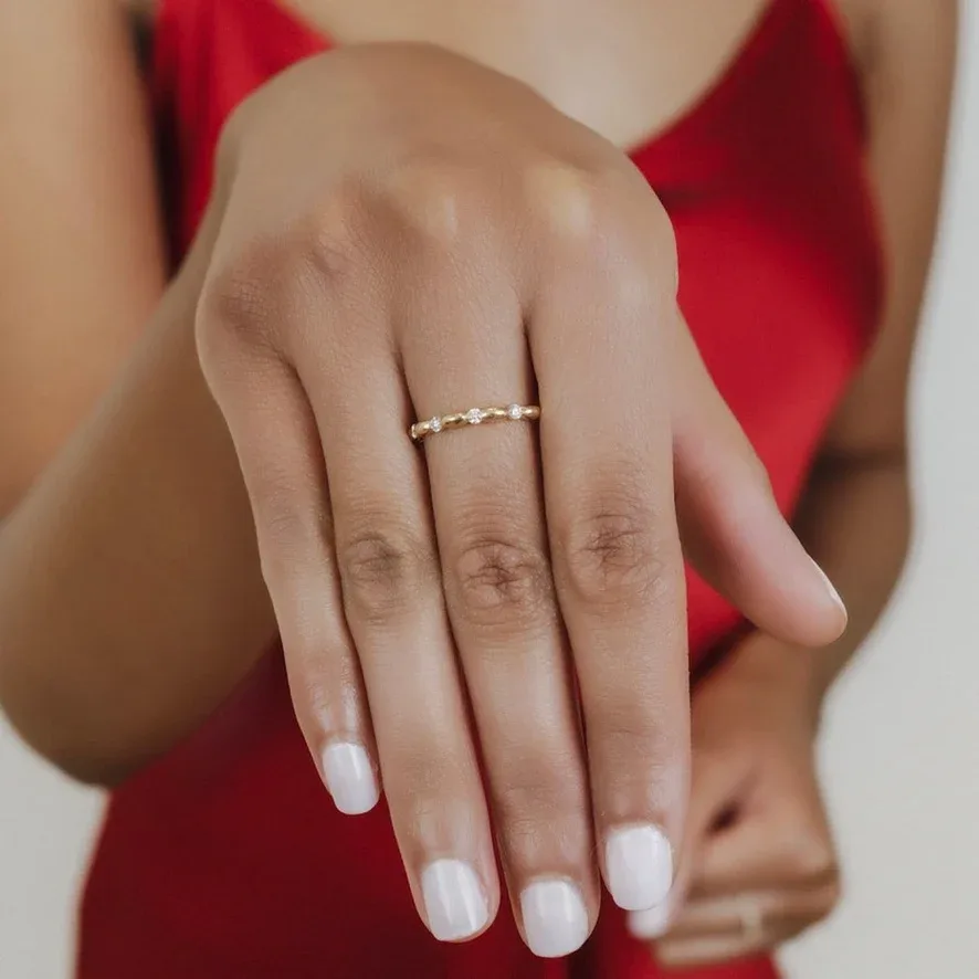 Whisper Ring in 14k Yellow Gold with Diamond Stations