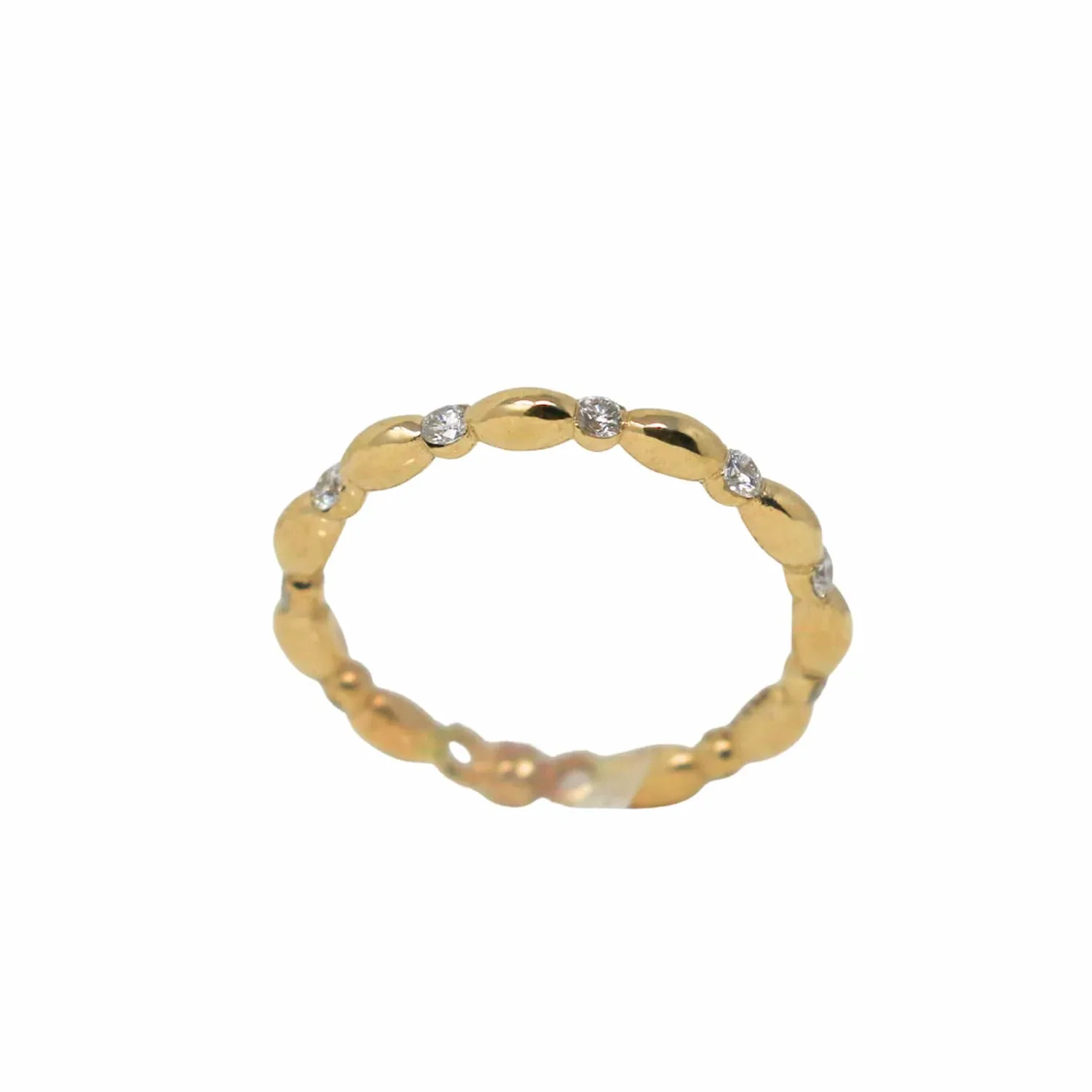 Whisper Ring in 14k Yellow Gold with Diamond Stations - Image 2