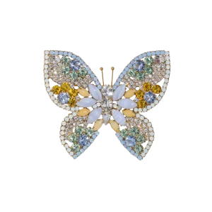 X-Large Butterfly in Blue Lace Agate / Pineapple Jasper / Chrysolite